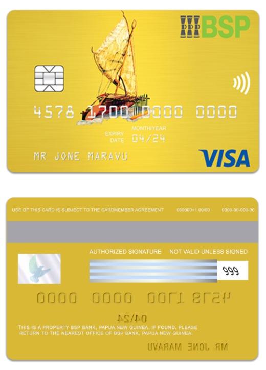 Papua New Guinea BSP Bank visa gold card